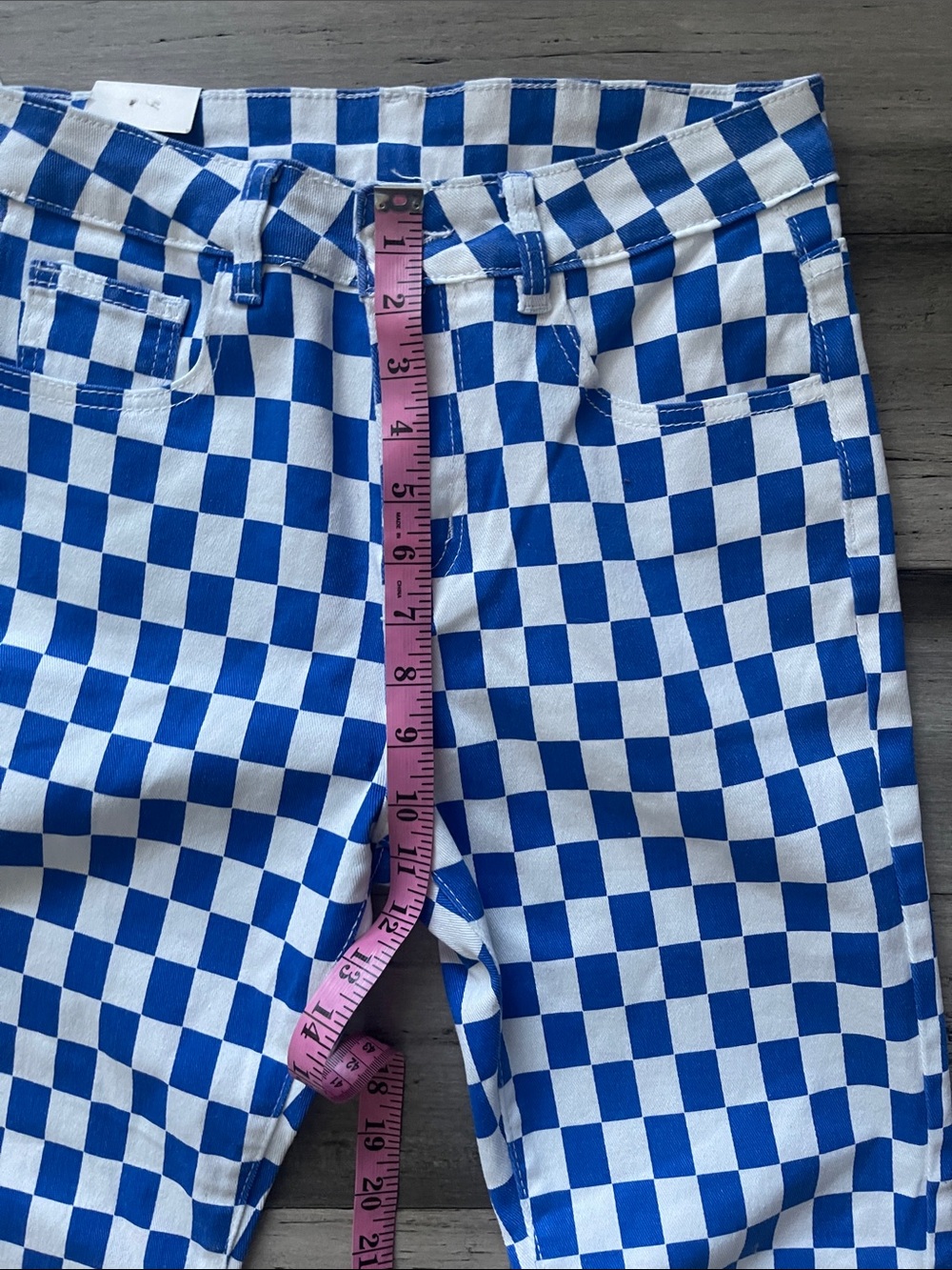 Fashion Jeans Flared Checker Denim Youths Pants Size 6 - Picture 7 of 10